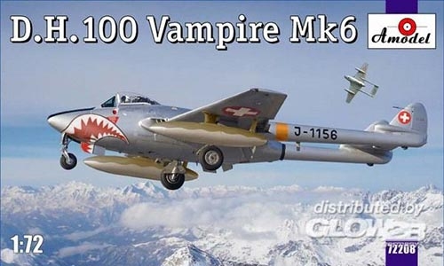 D.H.100 Vampire Mk6 RAF jet fighter - 1/72