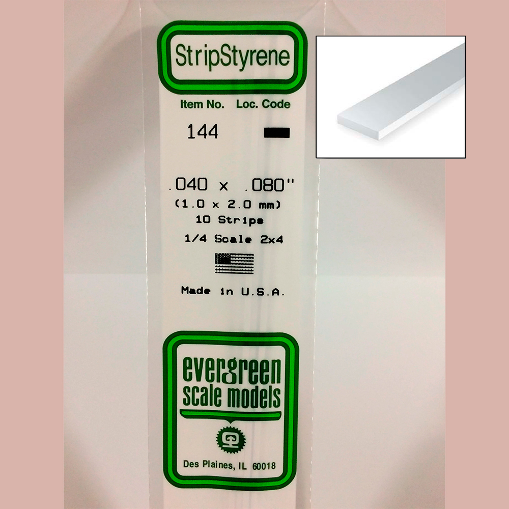 14 pol (35cm) Dimensional Strip Polystyrene .040 x .080