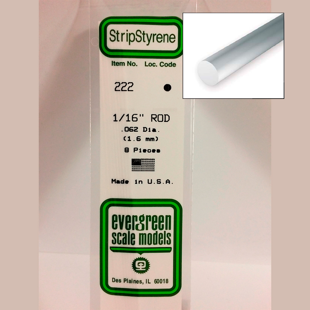 14 pol (35cm) Polystyrene Rods .062 pol (1/16 pol)