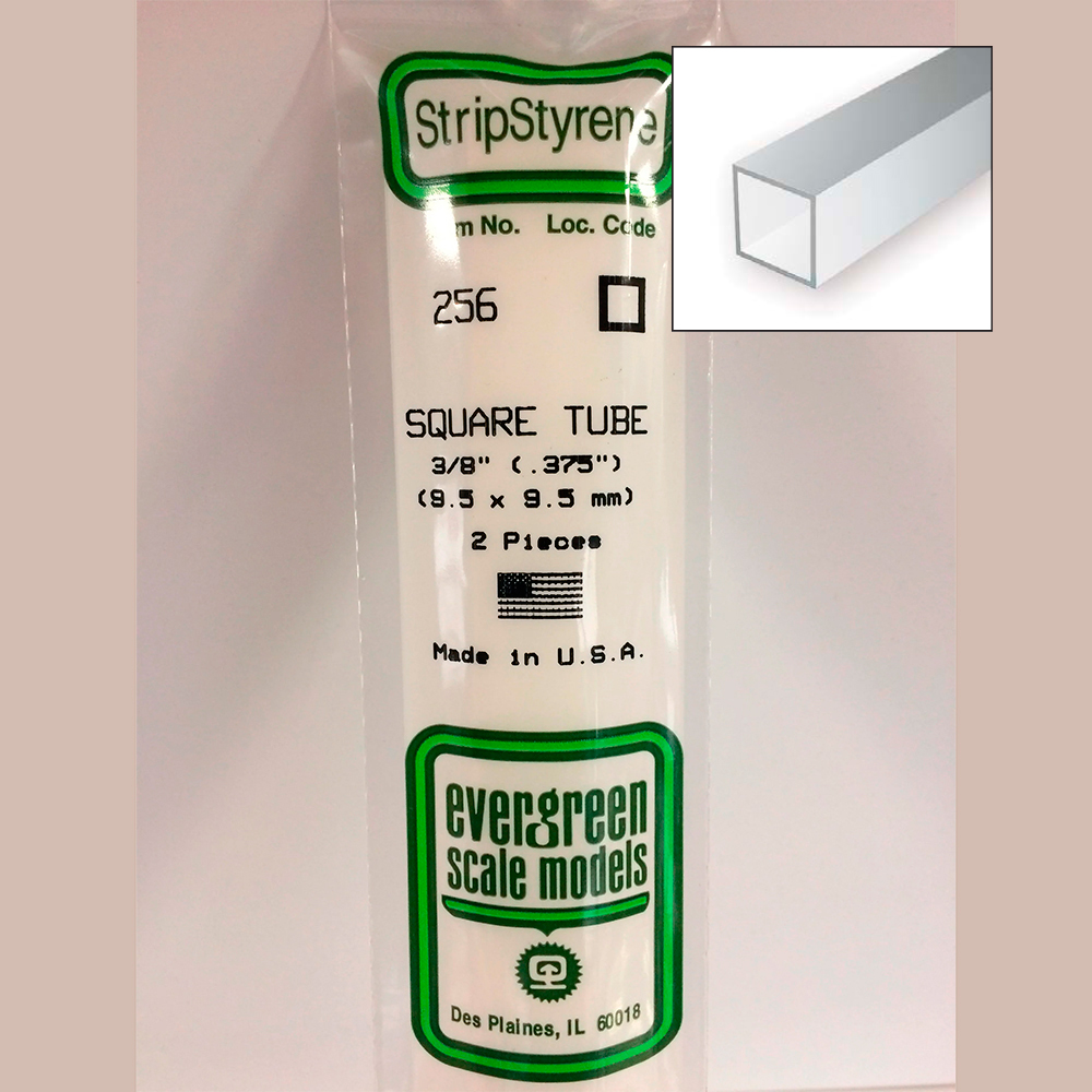 14 pol (35cm) Polystyrene Square Tubes .375 pol (3/8 pol)