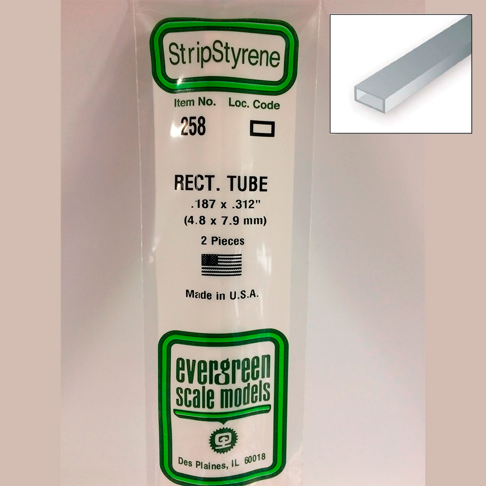 14 pol (35cm) Polystyrene Rectangular Tubes .187 pol x .312 pol