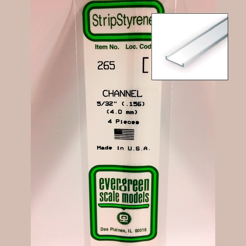 14 pol (35cm) Polystyrene Channels .156 pol (5/32 pol)