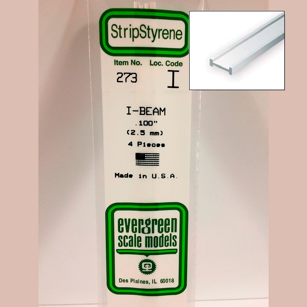 14 pol (35cm) Polystyrene I Beams .125 pol  (1/8 pol)