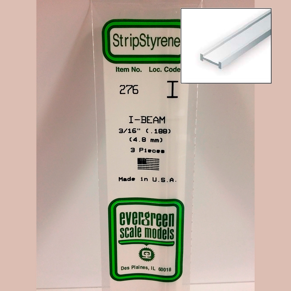 14 pol (35cm) Polystyrene I Beams .188 pol (3/16 pol)