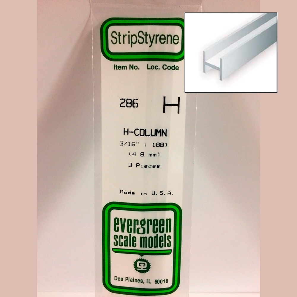 14 pol (35cm) Polystyrene H-Columns .188 pol (3/16 pol)