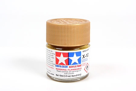 Tinta Tamiya para plastimodelismo - Acrílica mini X-12 Dourado (gold leaf) - 10 ml