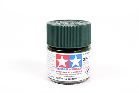 Tinta Tamiya para plastimodelismo - Acrílica mini XF-11 Verde escuro (J.N. Green) - 10 ml